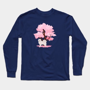 Samoyed Dog with Spring Sakura Tree Long Sleeve T-Shirt